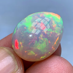 Full Fire Opal Cabochon, Ethiopian Earth Mined Welo Opal Cabochon, Natural Opal Ring, Opal Gemstone, Jewelry Making - 11.35 CT