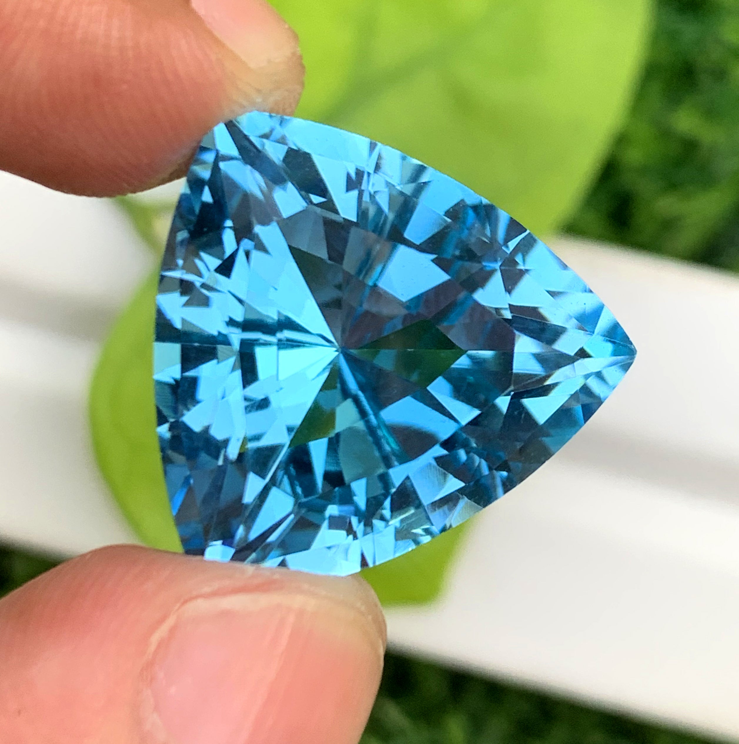 Triangle Shape Swiss Blue Topaz Gemstone, Topaz Faceted Cut Stone - 31.10 CT