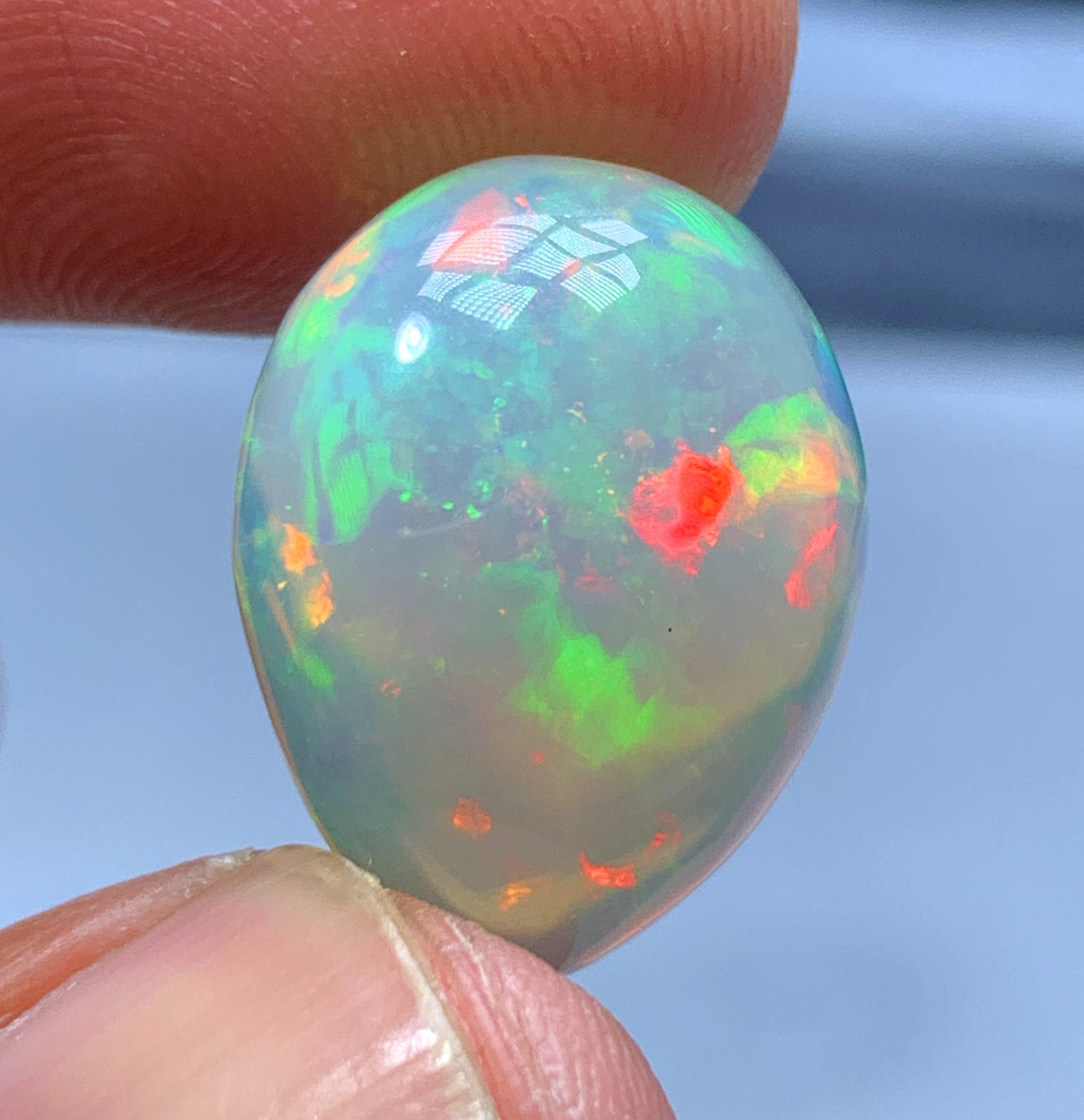 Full Fire Opal Cabochon, Ethiopian Earth Mined Welo Opal Cabochon, Natural Opal Ring, Opal Gemstone, Jewelry Making - 11.35 CT