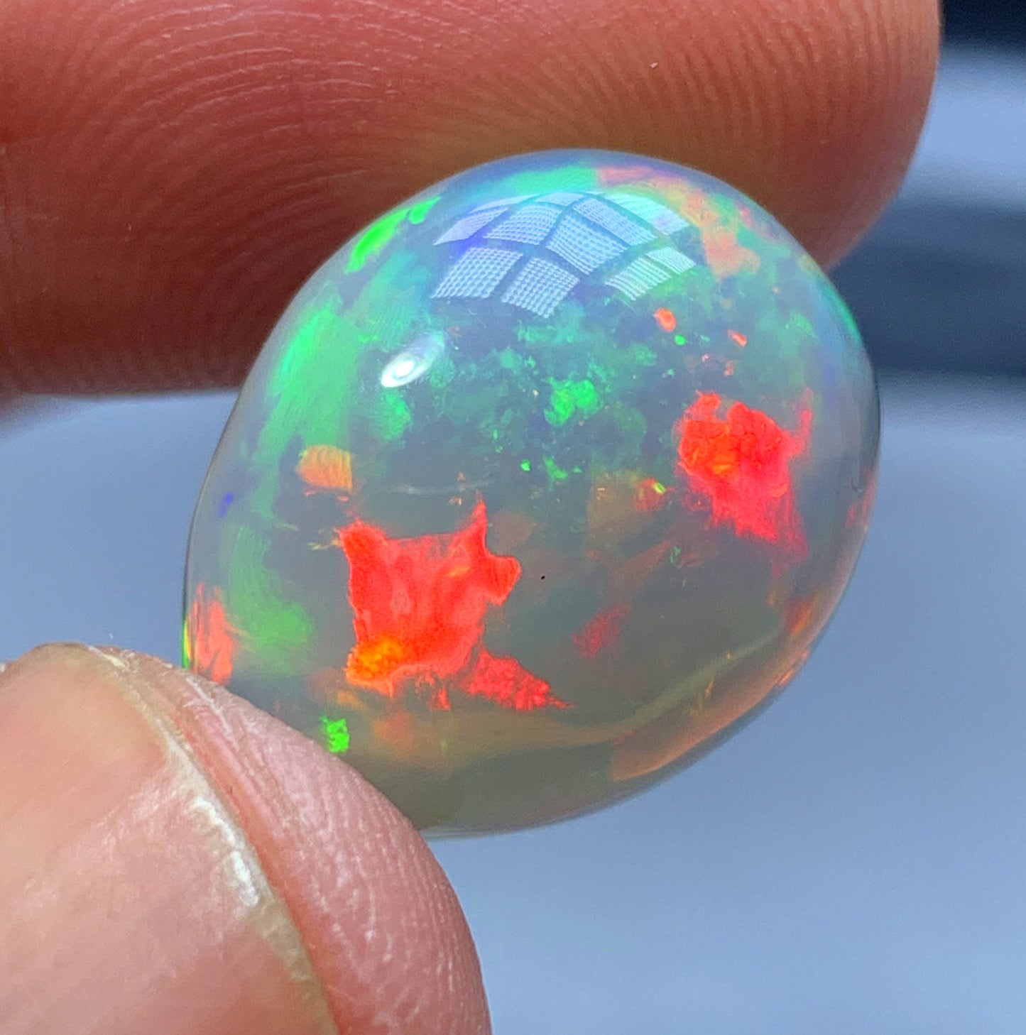 Full Fire Opal Cabochon, Ethiopian Earth Mined Welo Opal Cabochon, Natural Opal Ring, Opal Gemstone, Jewelry Making - 11.35 CT