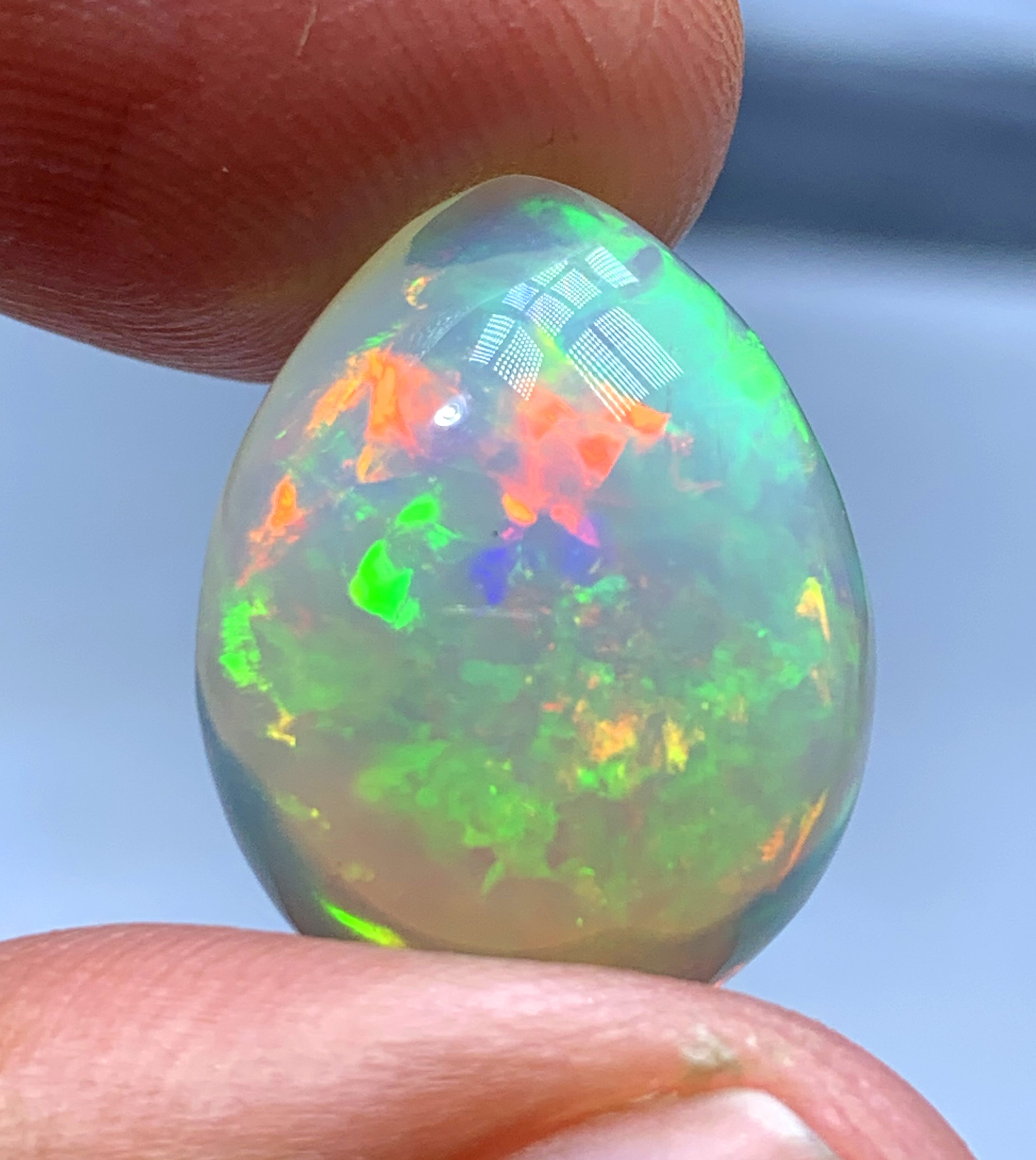 Full Fire Opal Cabochon, Ethiopian Earth Mined Welo Opal Cabochon, Natural Opal Ring, Opal Gemstone, Jewelry Making - 11.35 CT