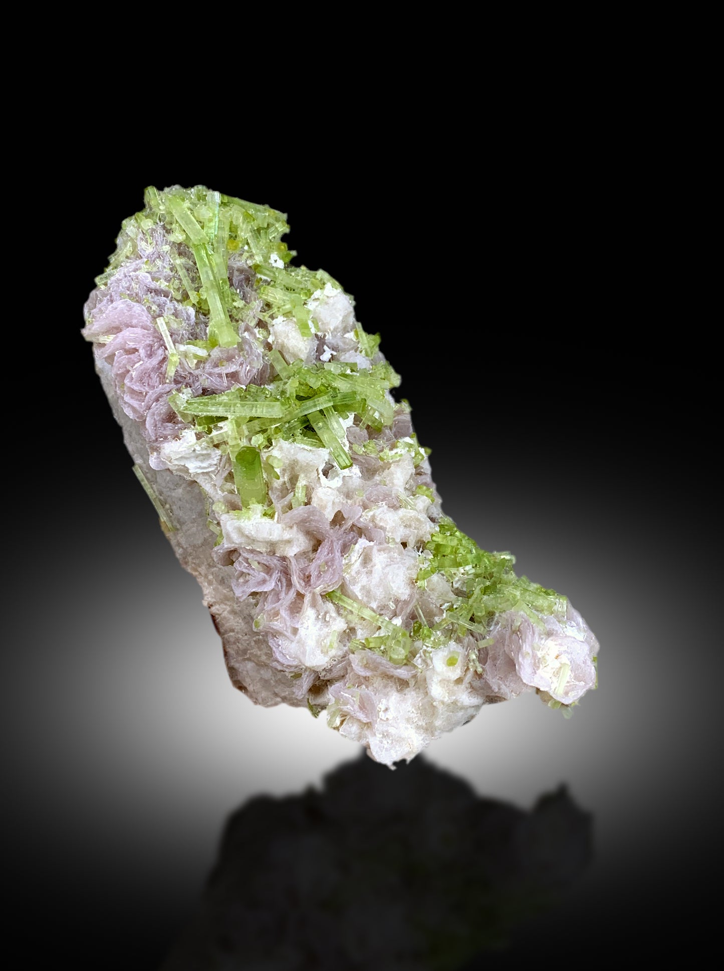 Natural Green Color Tourmaline Crystals Cluster on Lepidolite, Tourmaline Specimen, Raw Mineral, Tourmaline from Afghanistan - 495 gram