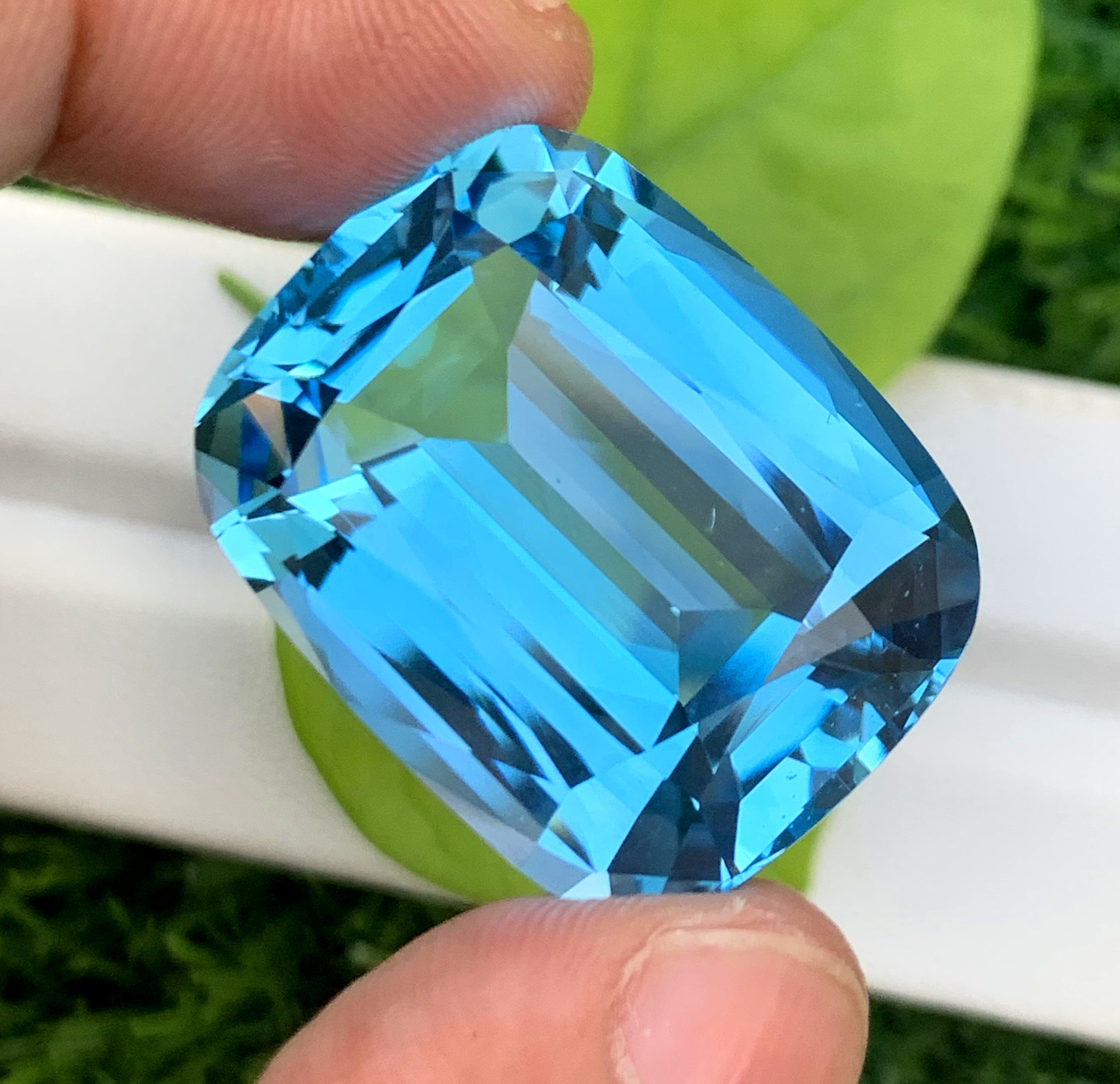 Cusshion Cut Swiss Blue Topaz Gemstone, Topaz Faceted Cut Stone - 66.95 CT