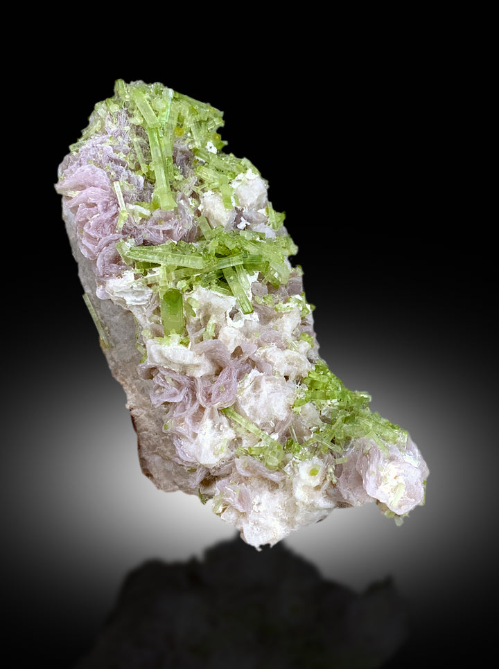 Natural Green Color Tourmaline Crystals Cluster on Lepidolite, Tourmaline Specimen, Raw Mineral, Tourmaline from Afghanistan - 495 gram