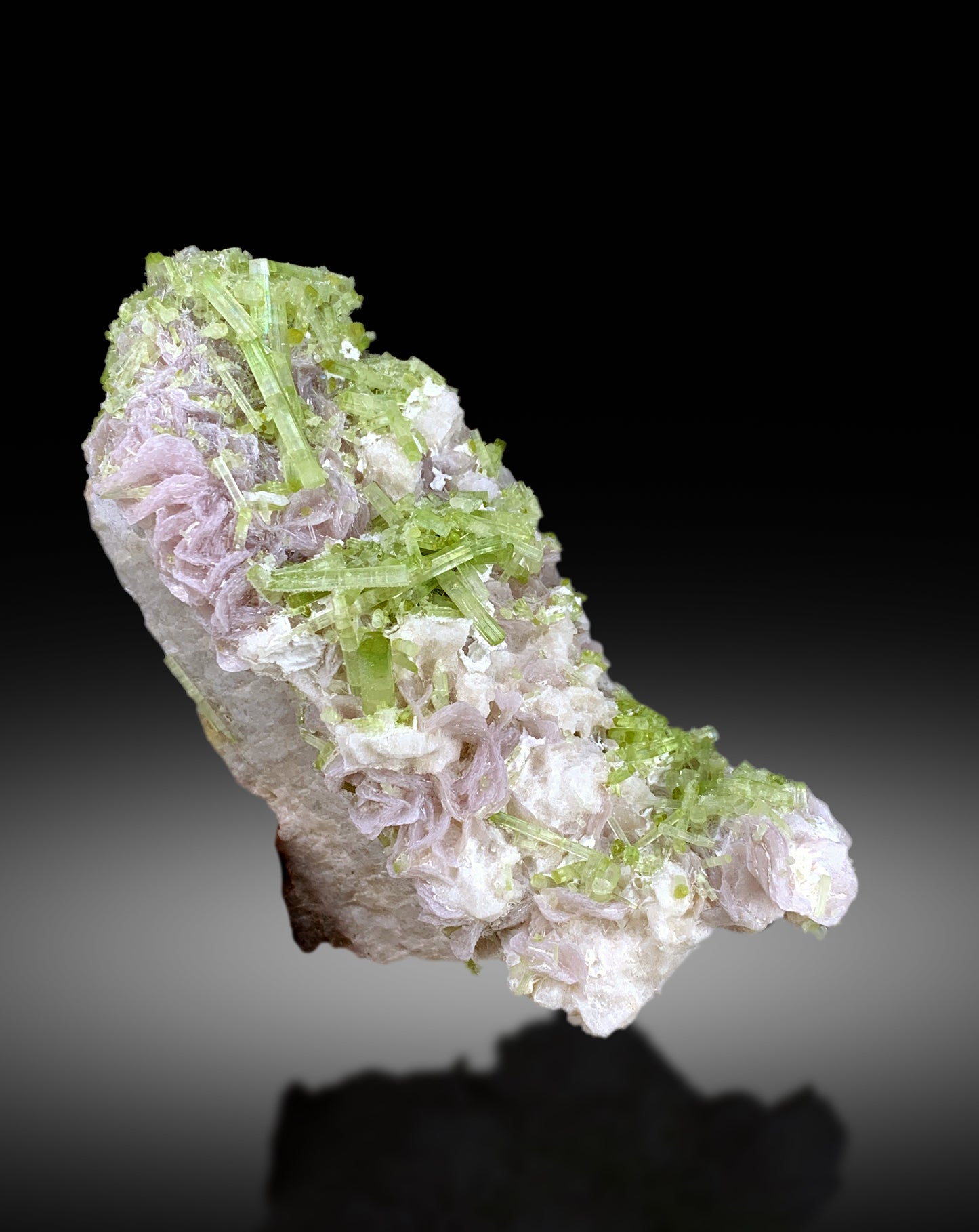 Natural Green Color Tourmaline Crystals Cluster on Lepidolite, Tourmaline Specimen, Raw Mineral, Tourmaline from Afghanistan - 495 gram