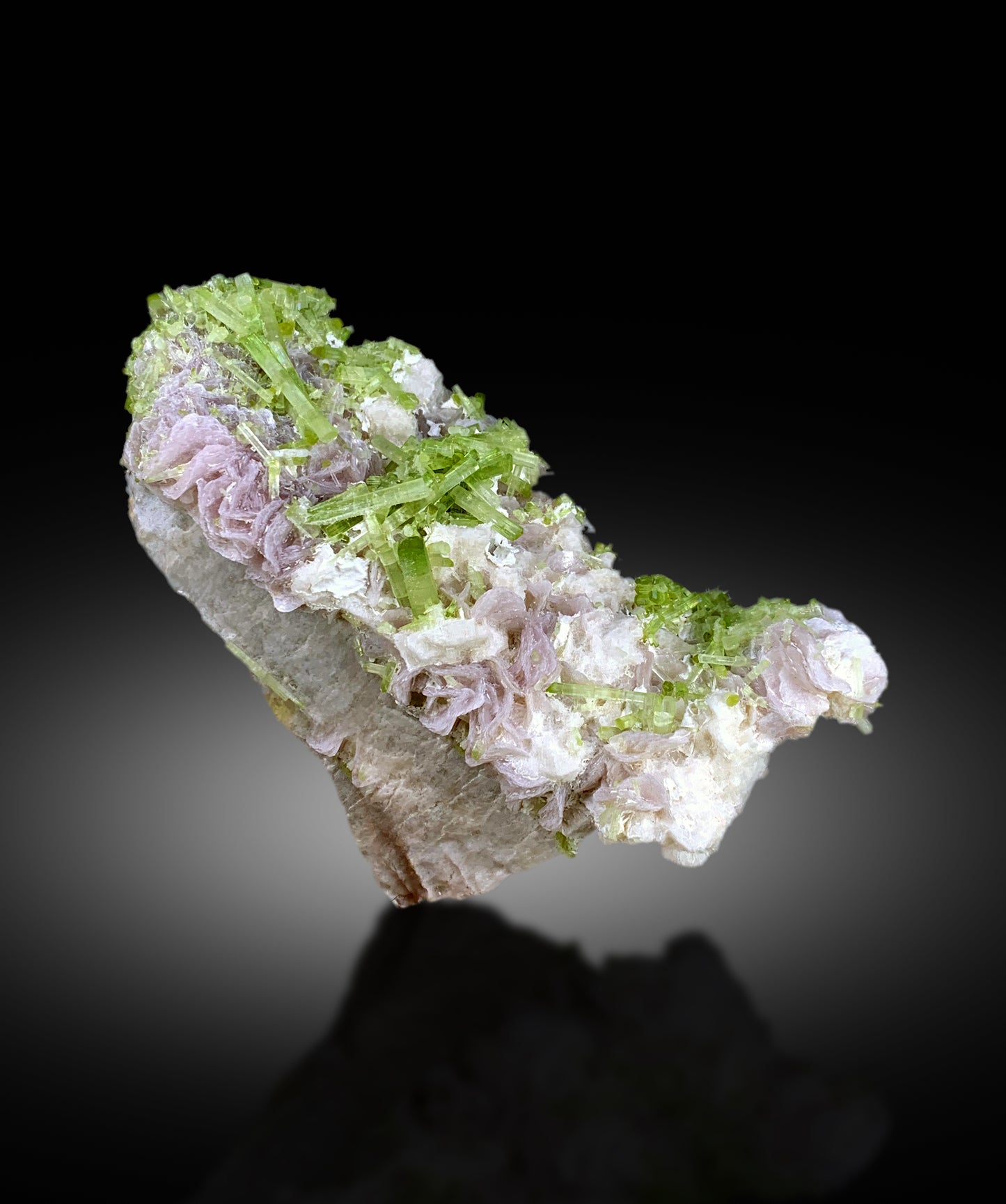 Natural Green Color Tourmaline Crystals Cluster on Lepidolite, Tourmaline Specimen, Raw Mineral, Tourmaline from Afghanistan - 495 gram