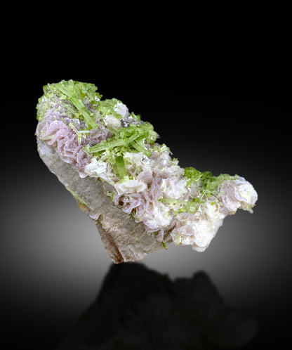 Natural Green Color Tourmaline Crystals Cluster on Lepidolite, Tourmaline Specimen, Raw Mineral, Tourmaline from Afghanistan - 495 gram