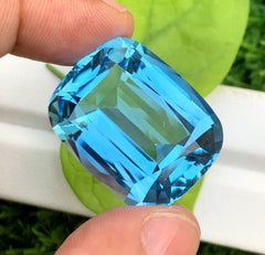 Cusshion Cut Swiss Blue Topaz Gemstone, Topaz Faceted Cut Stone - 66.95 CT