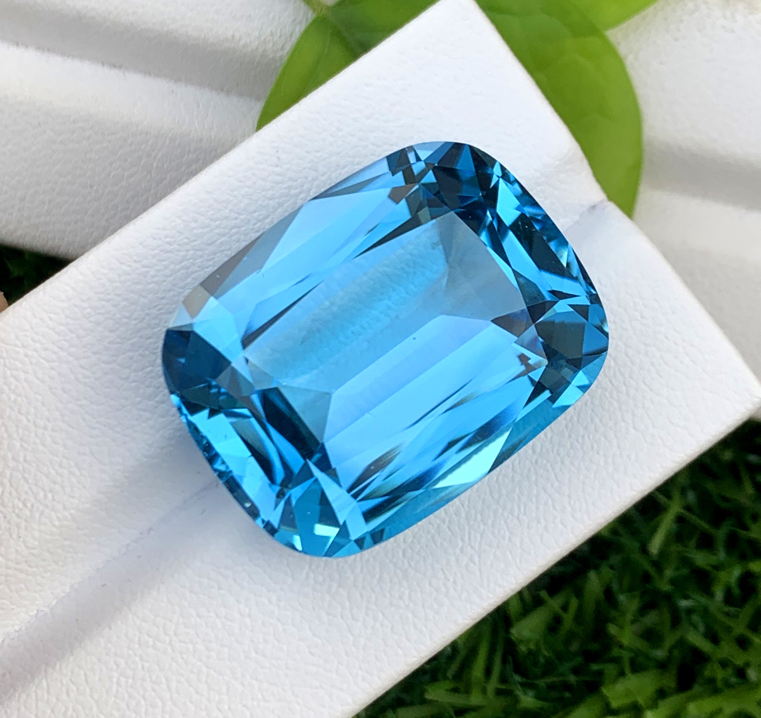 Cusshion Cut Swiss Blue Topaz Gemstone, Topaz Faceted Cut Stone - 66.95 CT