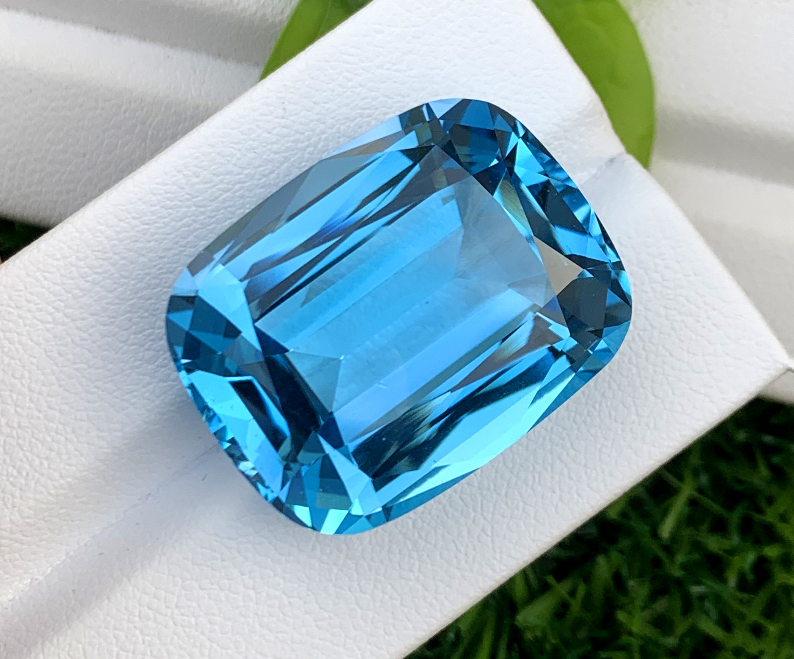 Cusshion Cut Swiss Blue Topaz Gemstone, Topaz Faceted Cut Stone - 66.95 CT