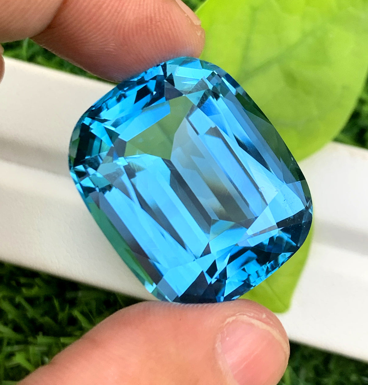 Cusshion Cut Swiss Blue Topaz Gemstone, Topaz Faceted Cut Stone - 92.80 CT