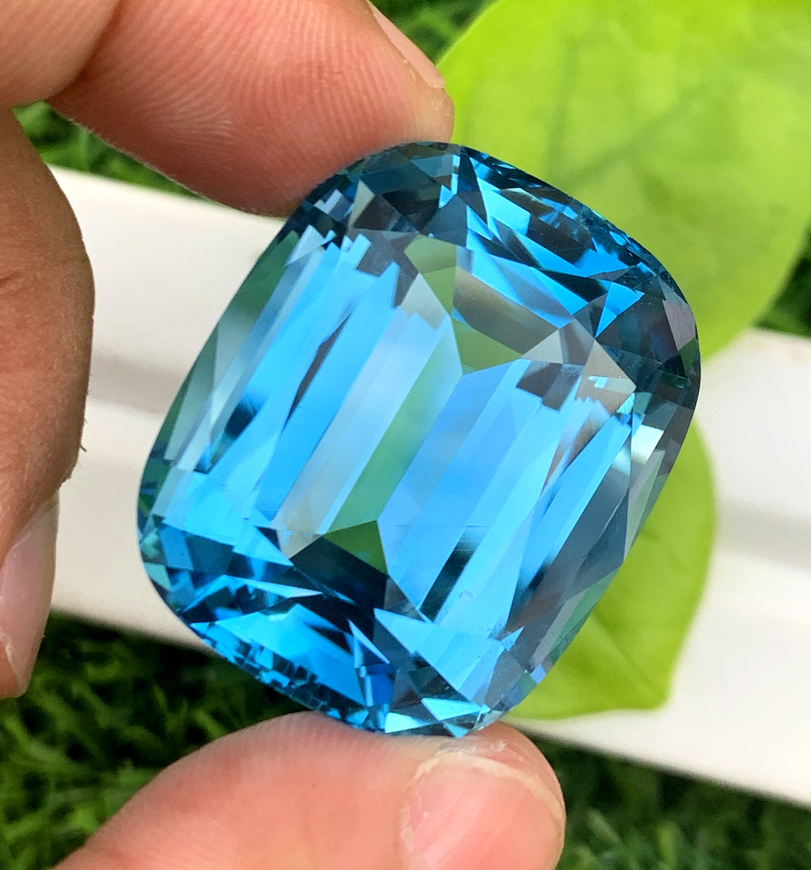 Cusshion Cut Swiss Blue Topaz Gemstone, Topaz Faceted Cut Stone - 92.80 CT