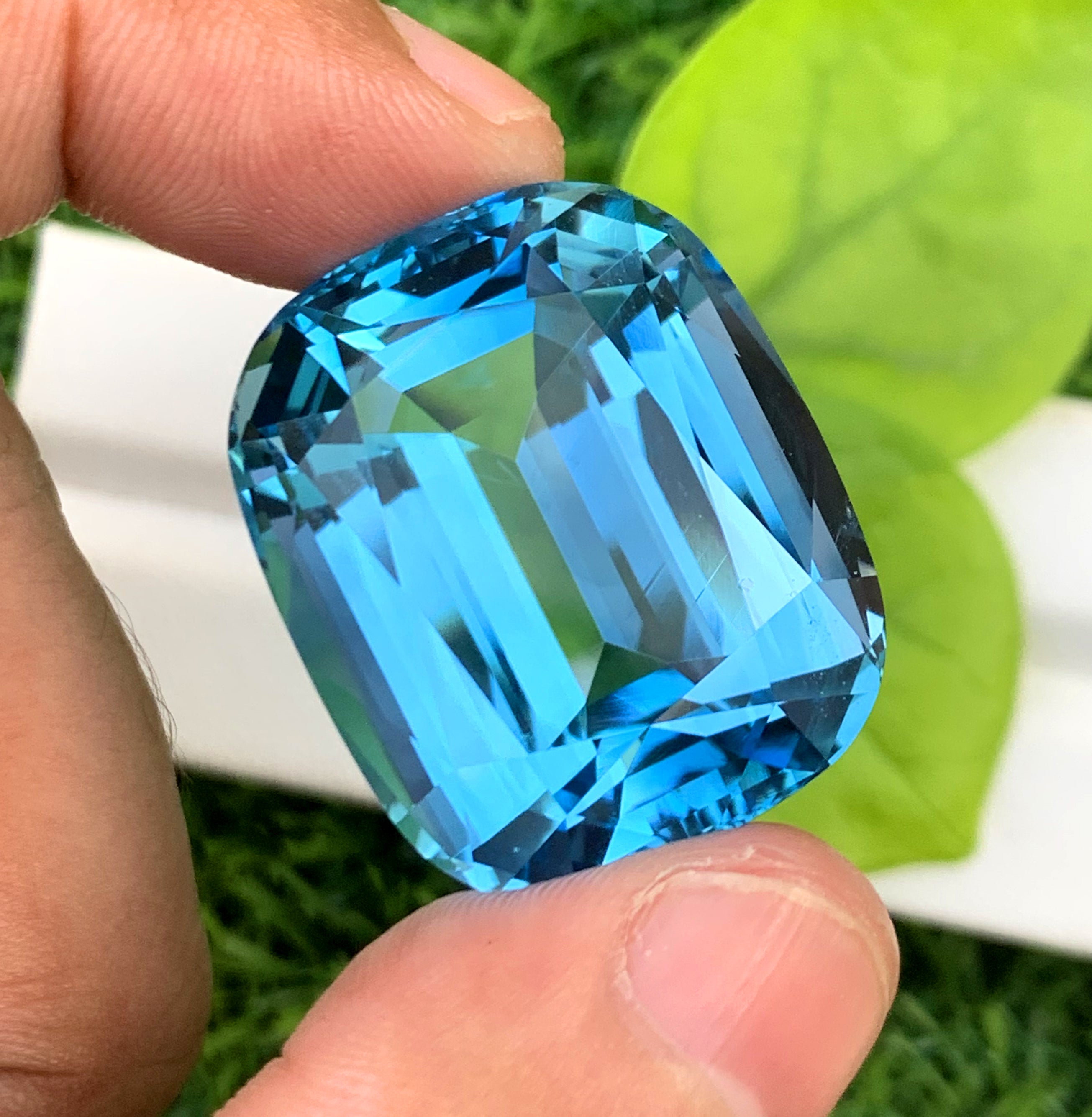 Cusshion Cut Swiss Blue Topaz Gemstone, Topaz Faceted Cut Stone - 92.80 CT