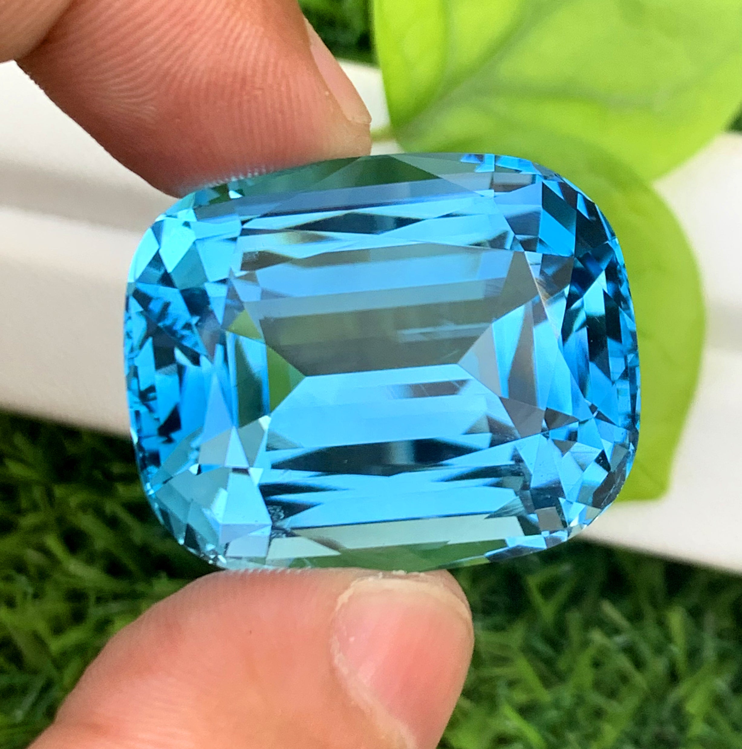 Cusshion Cut Swiss Blue Topaz Gemstone, Topaz Faceted Cut Stone - 92.80 CT