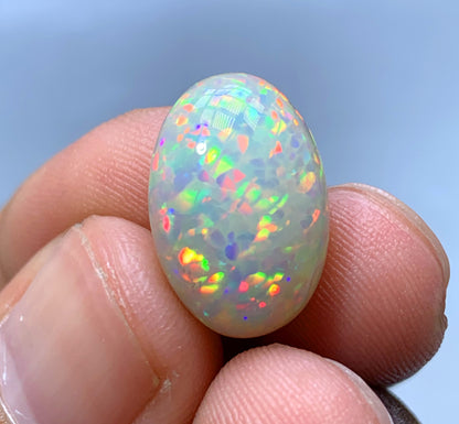 Full Fire Opal Cabochon, Ethiopian Earth Mined Welo Opal Cabochon, Natural Opal Ring, Opal Gemstone, Jewelry Making - 7.35 CT