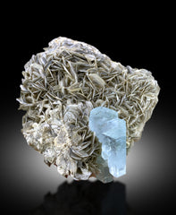 Natural Sky Blue Color Transparent Aquamarine Crystals with Muscovite Mica, Aquamarine Specimen, Raw Mineral, Fine Minerals - 1006 gram