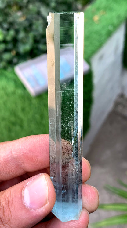 Gem Grade Blue Aquamarine with Schorl inclusions Crystal from Shigar valley Pakistan - 32 grams