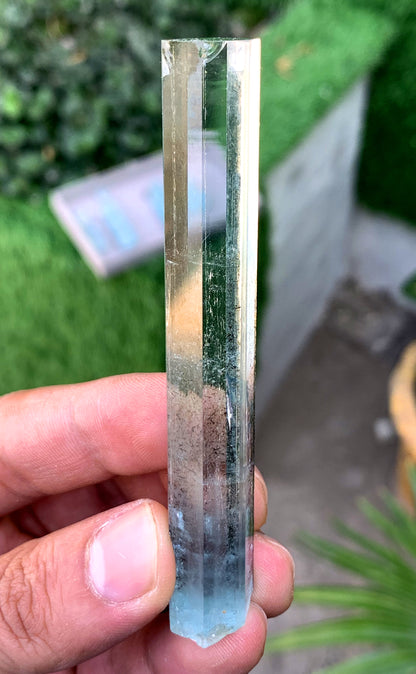 Gem Grade Blue Aquamarine with Schorl inclusions Crystal from Shigar valley Pakistan - 32 grams