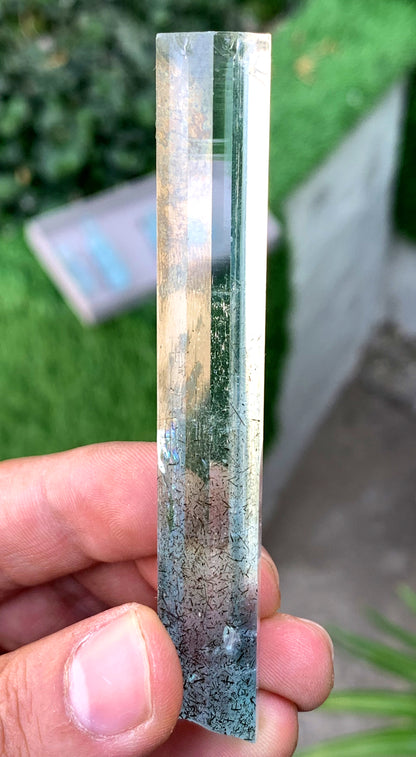 Gem Grade Blue Aquamarine with Schorl inclusions Crystal from Shigar valley Pakistan - 32 grams