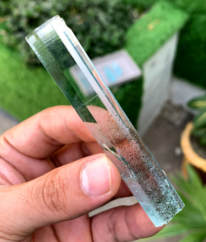 Gem Grade Blue Aquamarine with Schorl inclusions Crystal from Shigar valley Pakistan - 32 grams