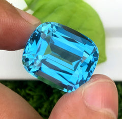 Cusshion Cut Swiss Blue Topaz Gemstone, Topaz Faceted Cut Stone, Loose Gemstone - 37.25 CT