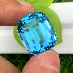 Cusshion Cut Swiss Blue Topaz Gemstone, Topaz Faceted Cut Stone, Loose Gemstone - 37.25 CT