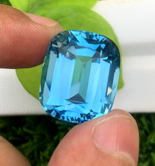 Cusshion Cut Swiss Blue Topaz Gemstone, Topaz Faceted Cut Stone, Loose Gemstone - 37.25 CT