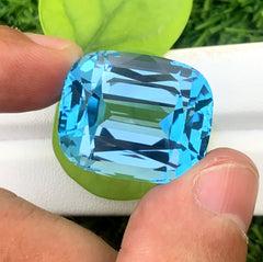 Cusshion Cut Swiss Blue Topaz Gemstone, Topaz Faceted Cut Stone, Loose Gemstone - 70 CT