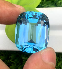 Cusshion Cut Swiss Blue Topaz Gemstone, Topaz Faceted Cut Stone, Loose Gemstone - 70 CT