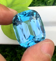 Cusshion Cut Swiss Blue Topaz Gemstone, Topaz Faceted Cut Stone, Loose Gemstone - 70 CT