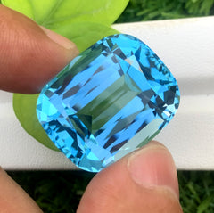 Cusshion Cut Swiss Blue Topaz Gemstone, Topaz Faceted Cut Stone, Loose Gemstone - 70 CT