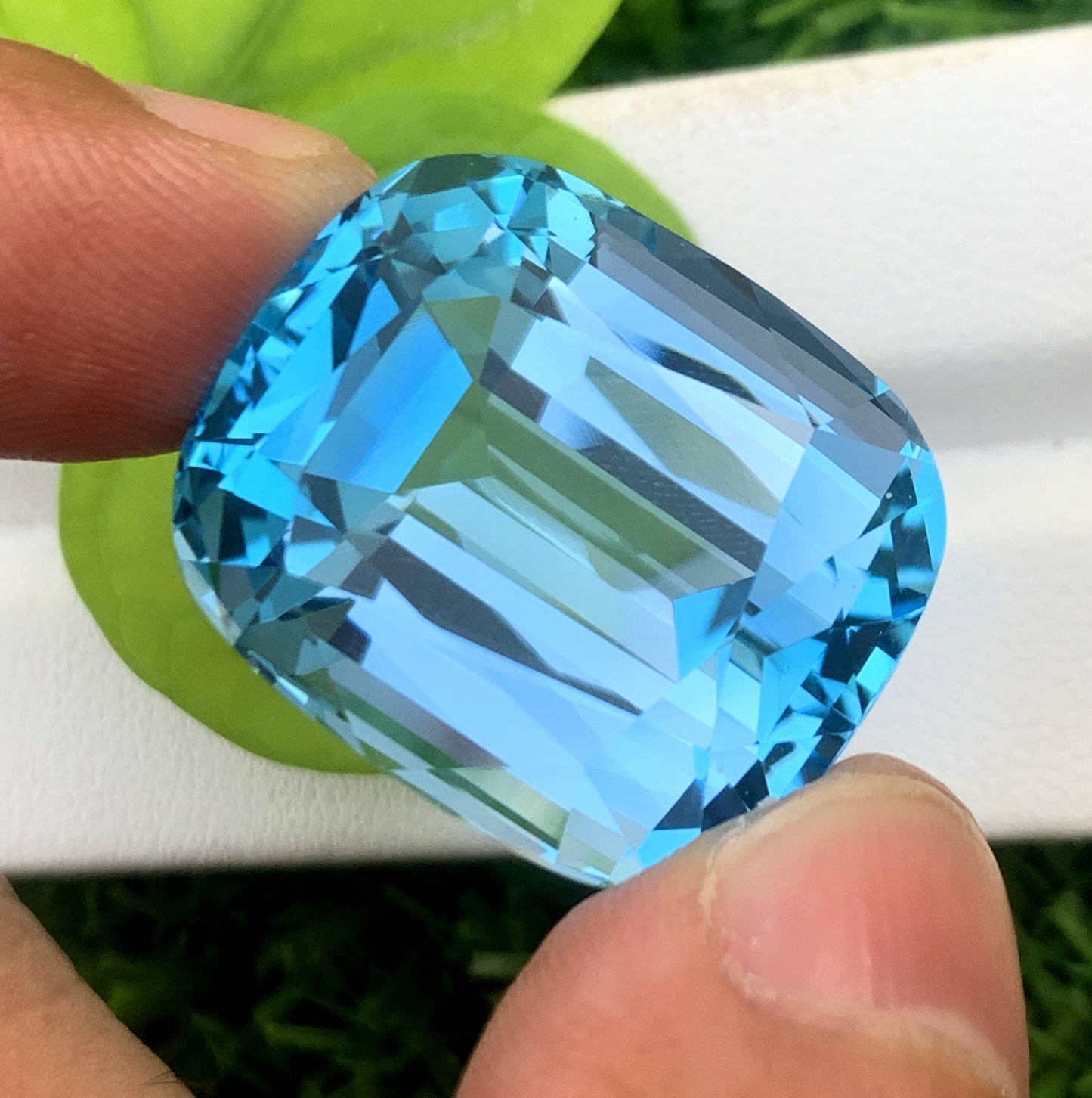 Cusshion Cut Swiss Blue Topaz Gemstone, Topaz Faceted Cut Stone, Loose Gemstone - 70 CT