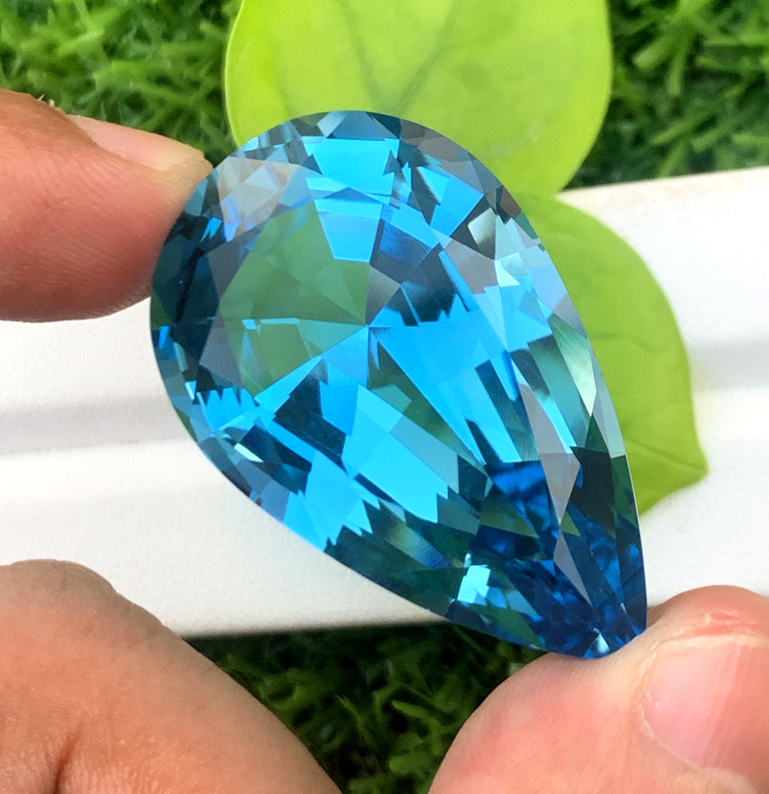 Pear Shape Swiss Blue Topaz Gemstone, Topaz Faceted Cut Stone, Loose Gemstone - 99.80 CT