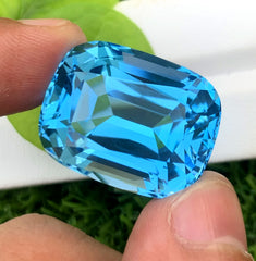 Cusshion Cut Swiss Blue Topaz Gemstone, Topaz Faceted Cut Stone - 67.25 CT