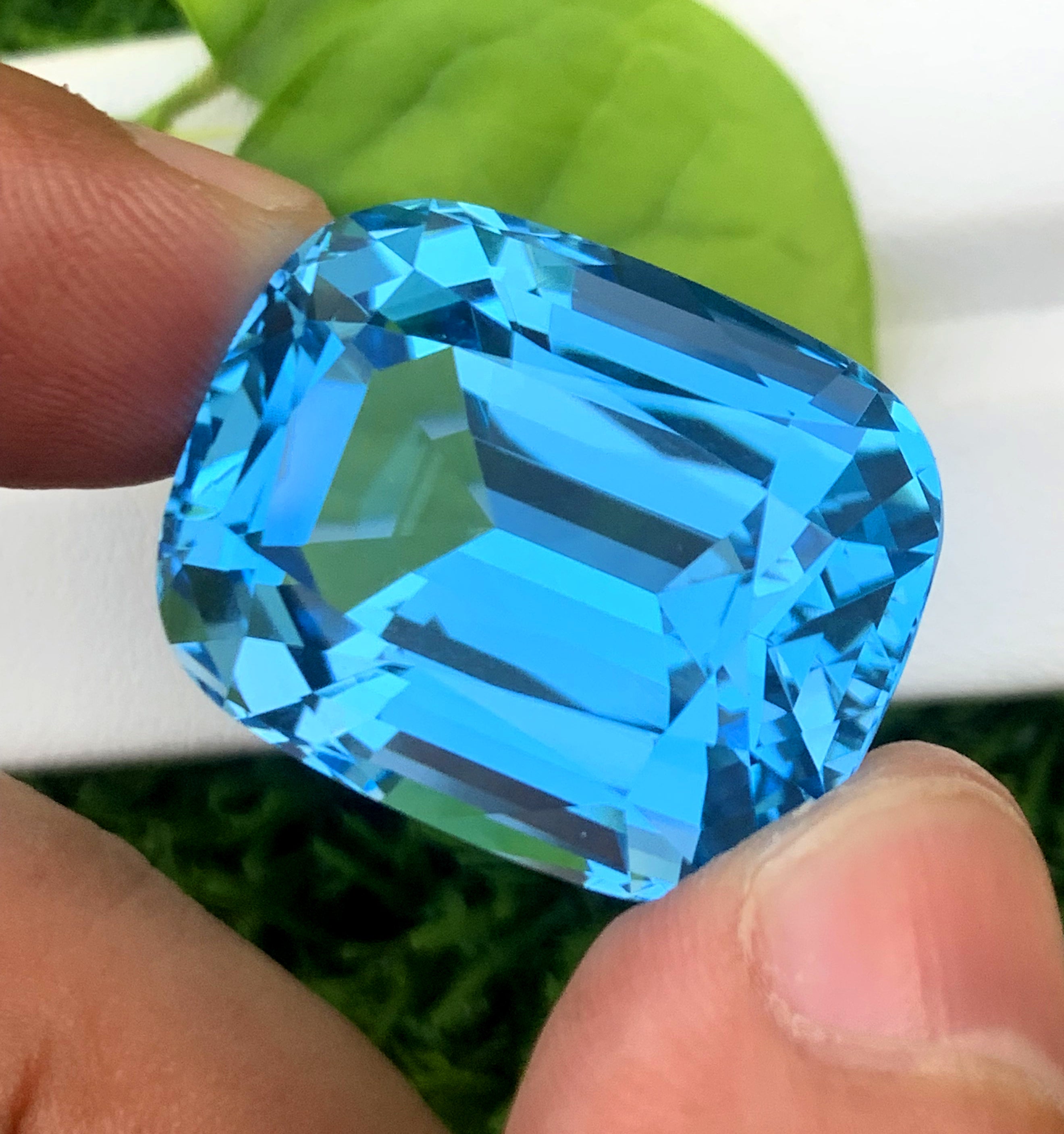 Cusshion Cut Swiss Blue Topaz Gemstone, Topaz Faceted Cut Stone - 67.25 CT