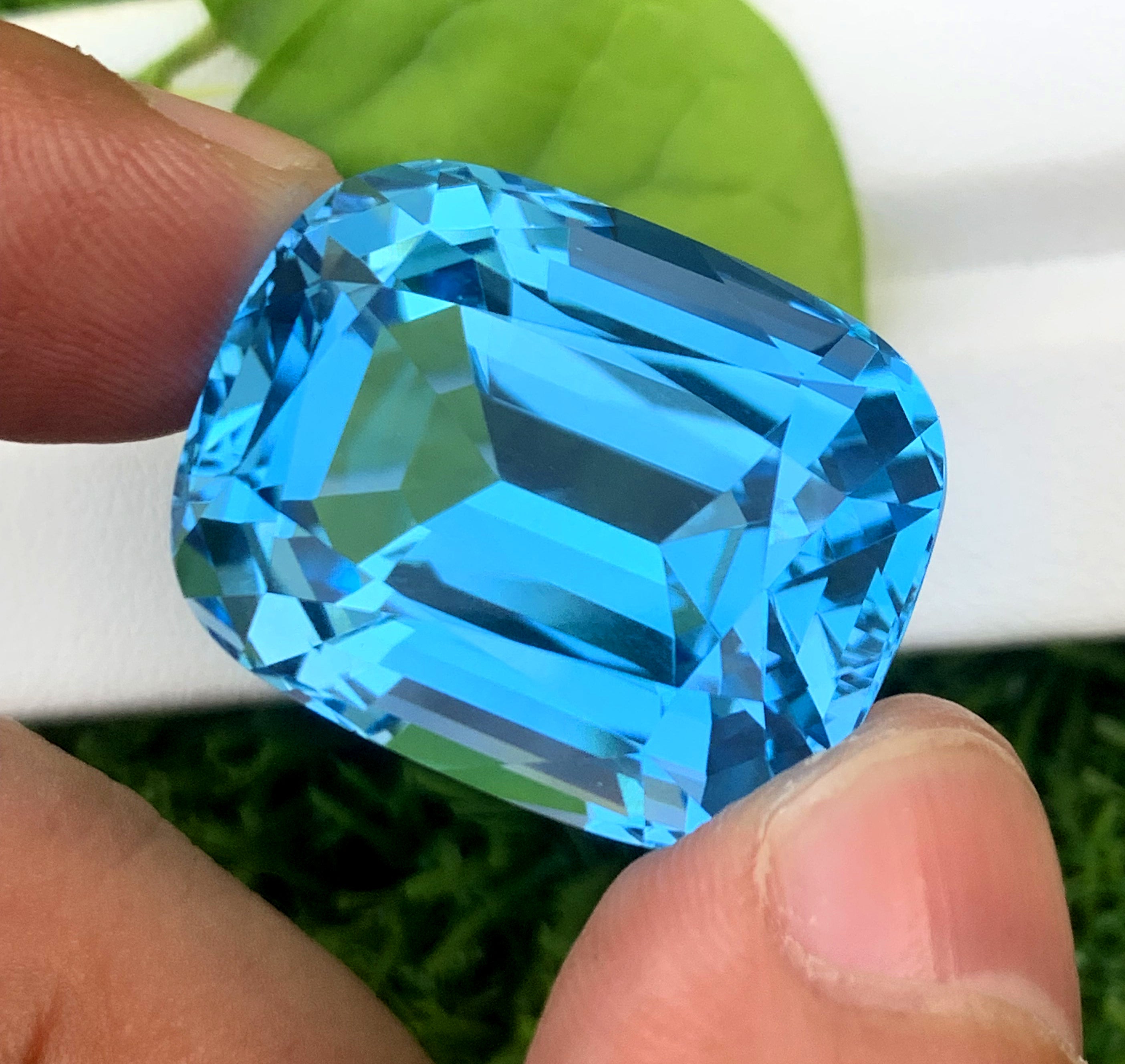 Cusshion Cut Swiss Blue Topaz Gemstone, Topaz Faceted Cut Stone - 67.25 CT