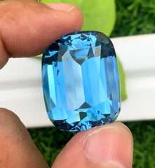 Cusshion Cut Swiss Blue Topaz Gemstone, Topaz Faceted Cut Stone, Loose Gemstone, Jewelry Making - 58 CT