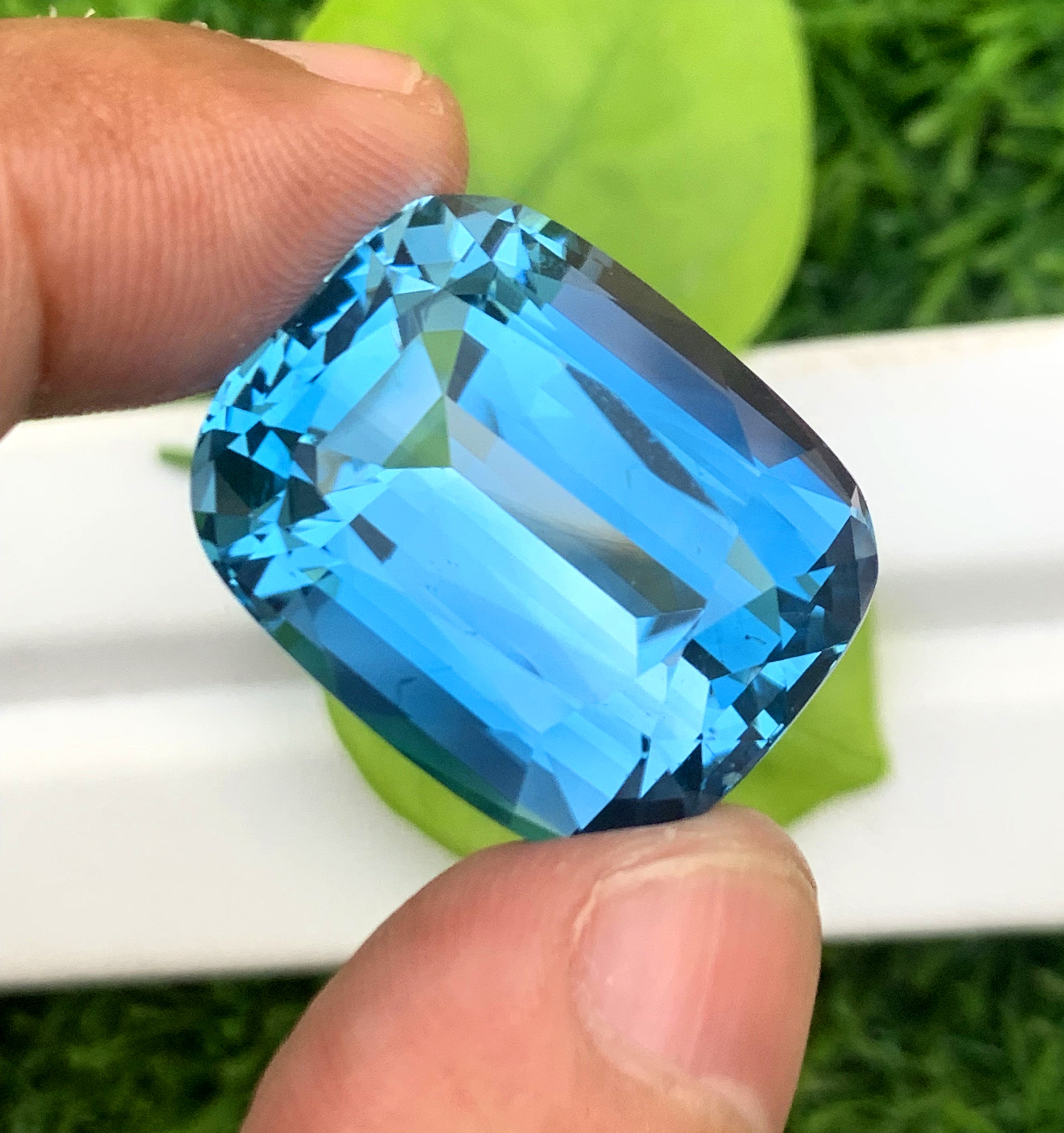 Cusshion Cut Swiss Blue Topaz Gemstone, Topaz Faceted Cut Stone, Loose Gemstone, Jewelry Making - 58 CT