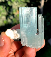 Sky Blue Aquamarine with Schorl and Albite from Shigar valley Pakistan - 66 grams