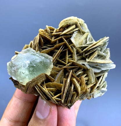 Natural Fluorite Crystal on Muscovite from Pakistan - 144 gram