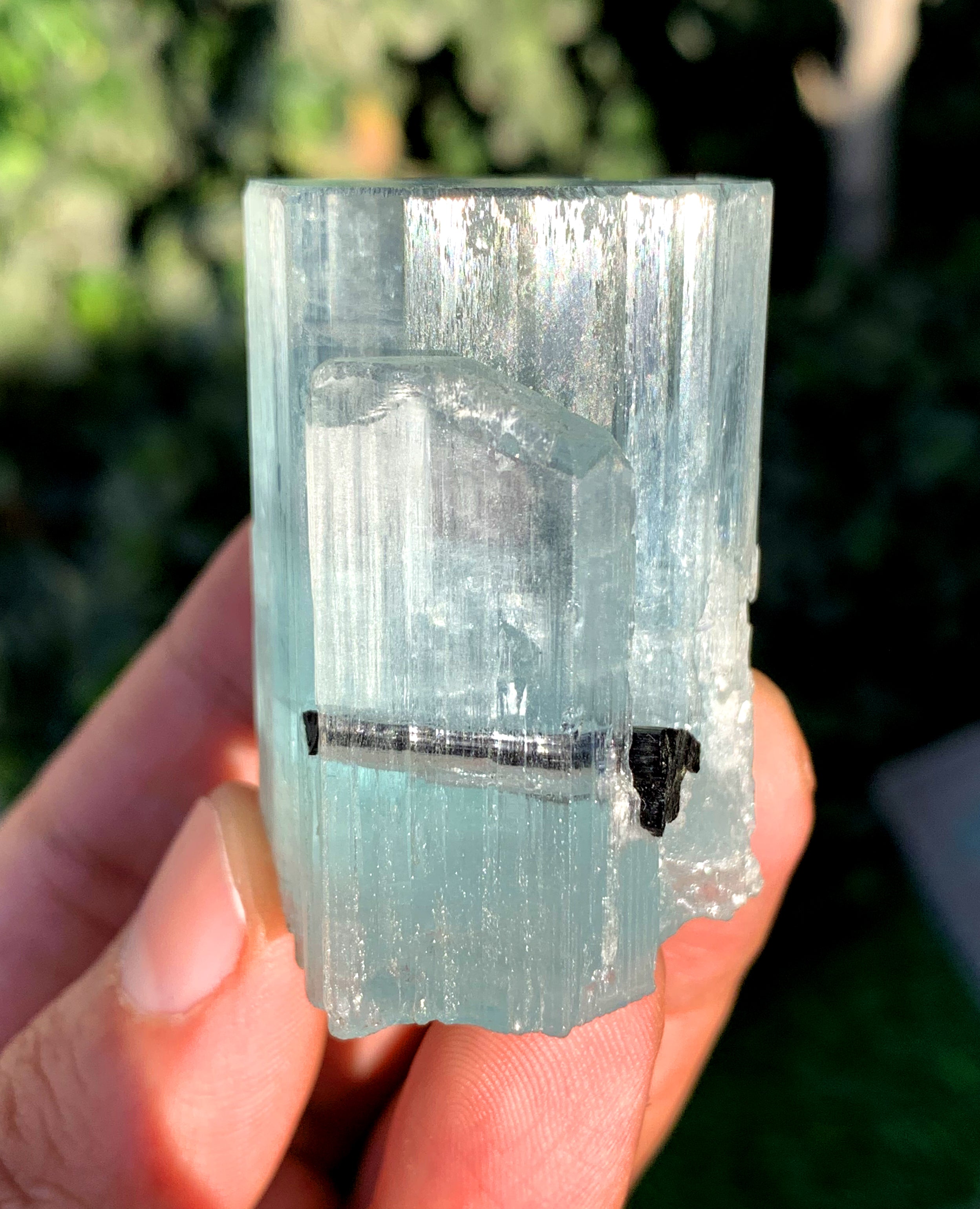 Sky Blue Aquamarine with Schorl and Albite from Shigar valley Pakistan - 66 grams