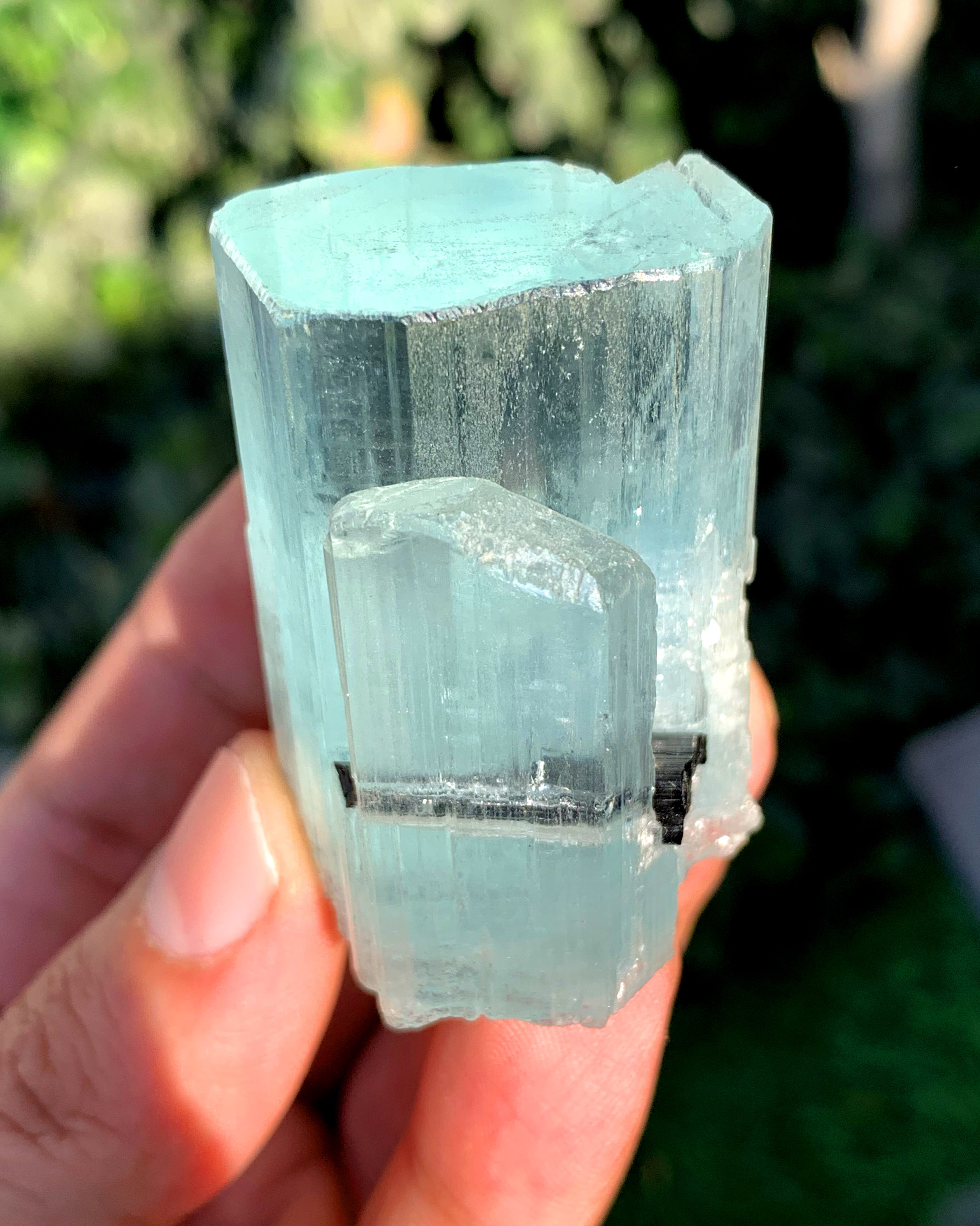 Sky Blue Aquamarine with Schorl and Albite from Shigar valley Pakistan - 66 grams