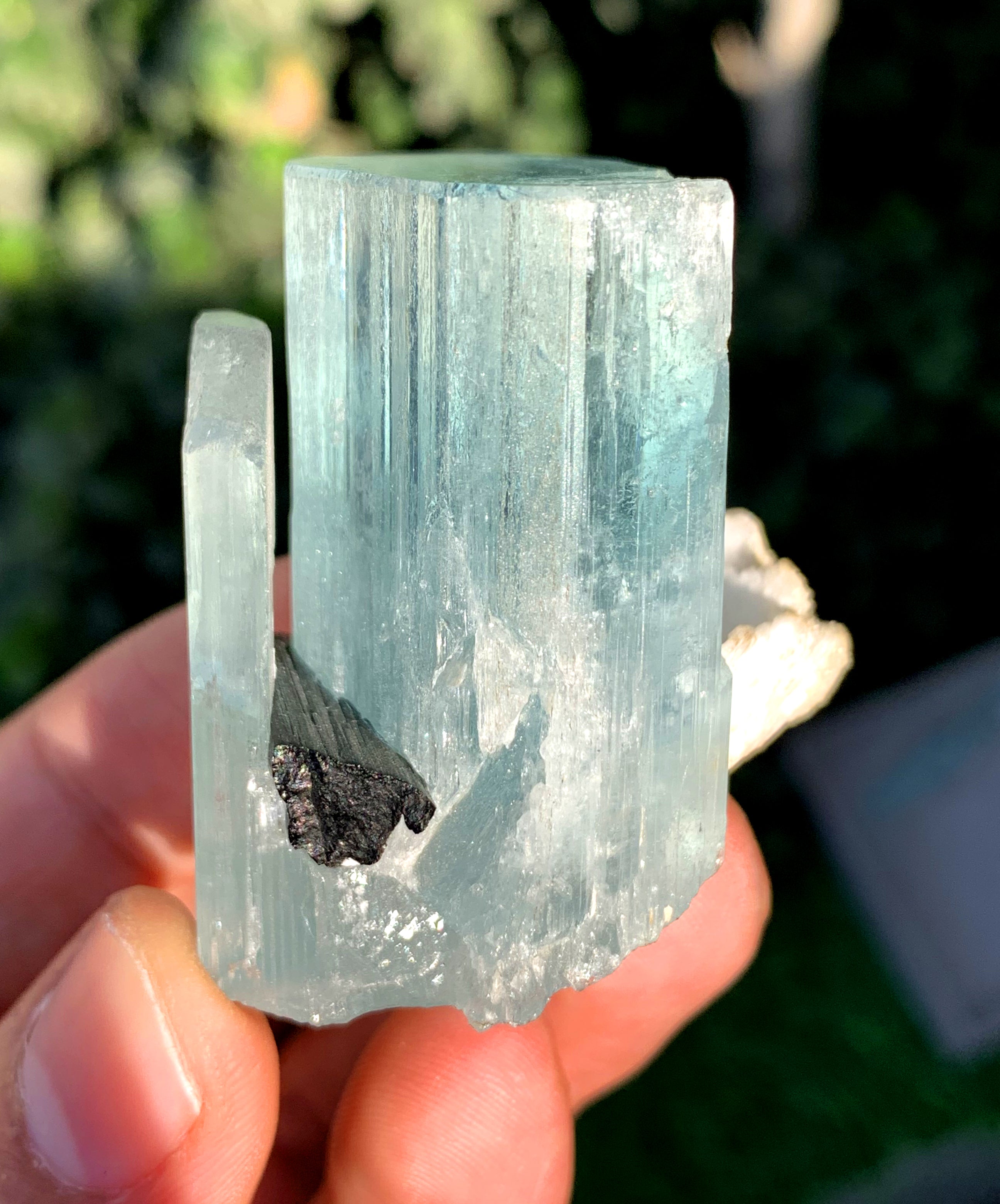 Sky Blue Aquamarine with Schorl and Albite from Shigar valley Pakistan - 66 grams