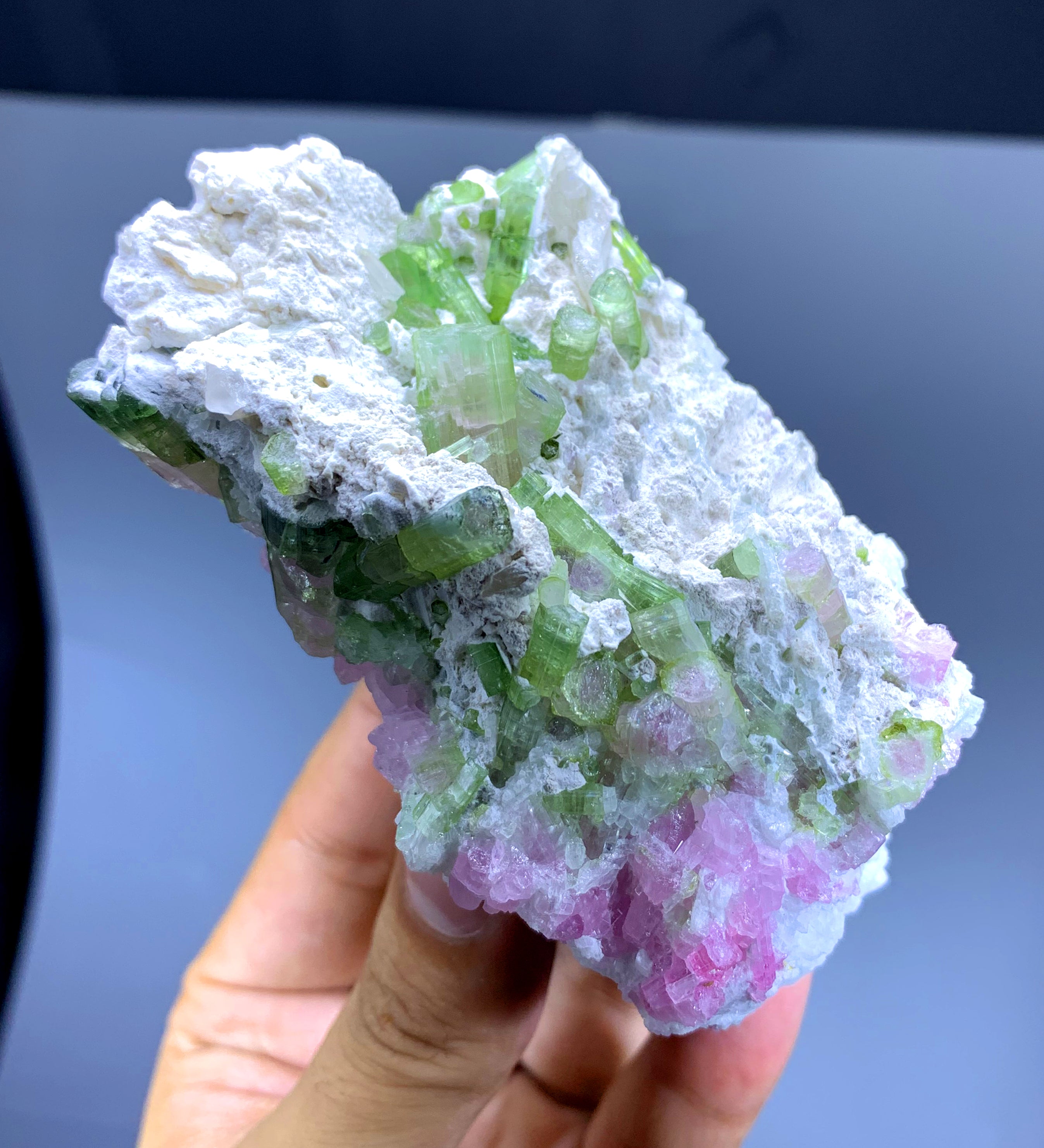 Bicolor Tourmaline Cluster on Matrix from Afghanistan - 300 gram
