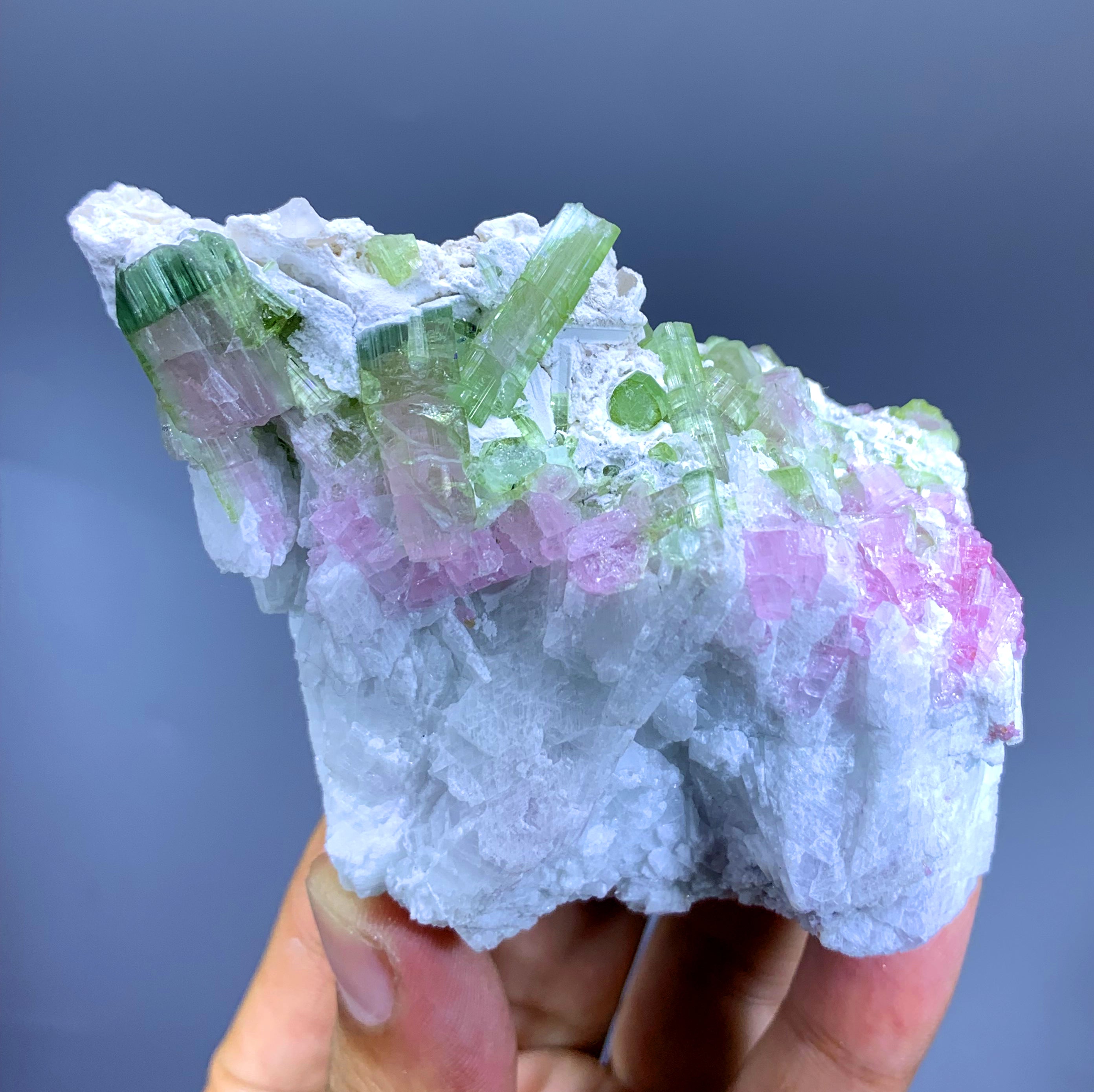 Bicolor Tourmaline Cluster on Matrix from Afghanistan - 300 gram