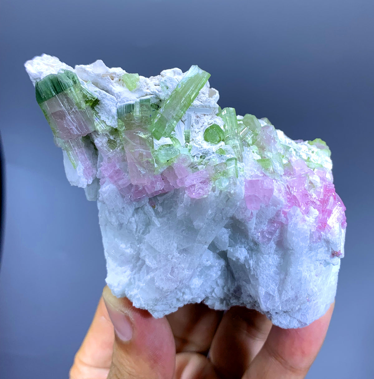 Bicolor Tourmaline Cluster on Matrix from Afghanistan - 300 gram