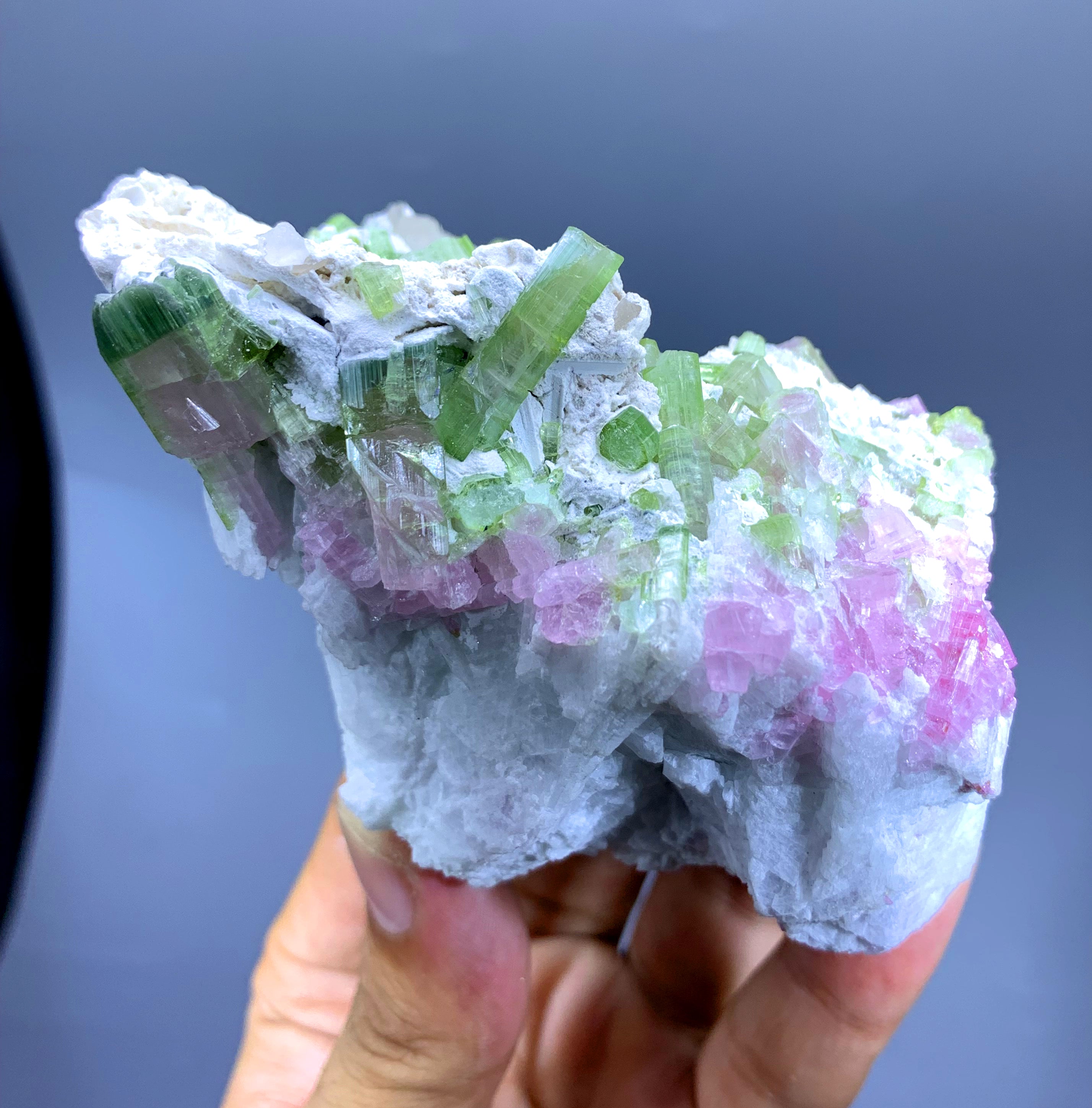 Bicolor Tourmaline Cluster on Matrix from Afghanistan - 300 gram