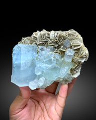 Exceptional Sky Blue Aquamarine on Muscovite from Pakistan - 617 gram