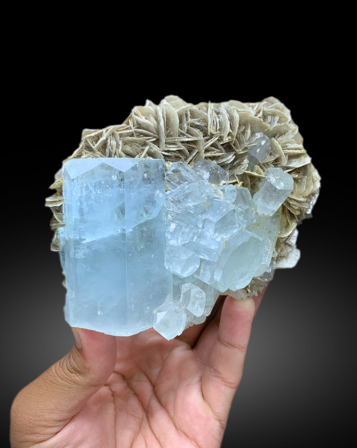 Exceptional Sky Blue Aquamarine on Muscovite from Pakistan - 617 gram