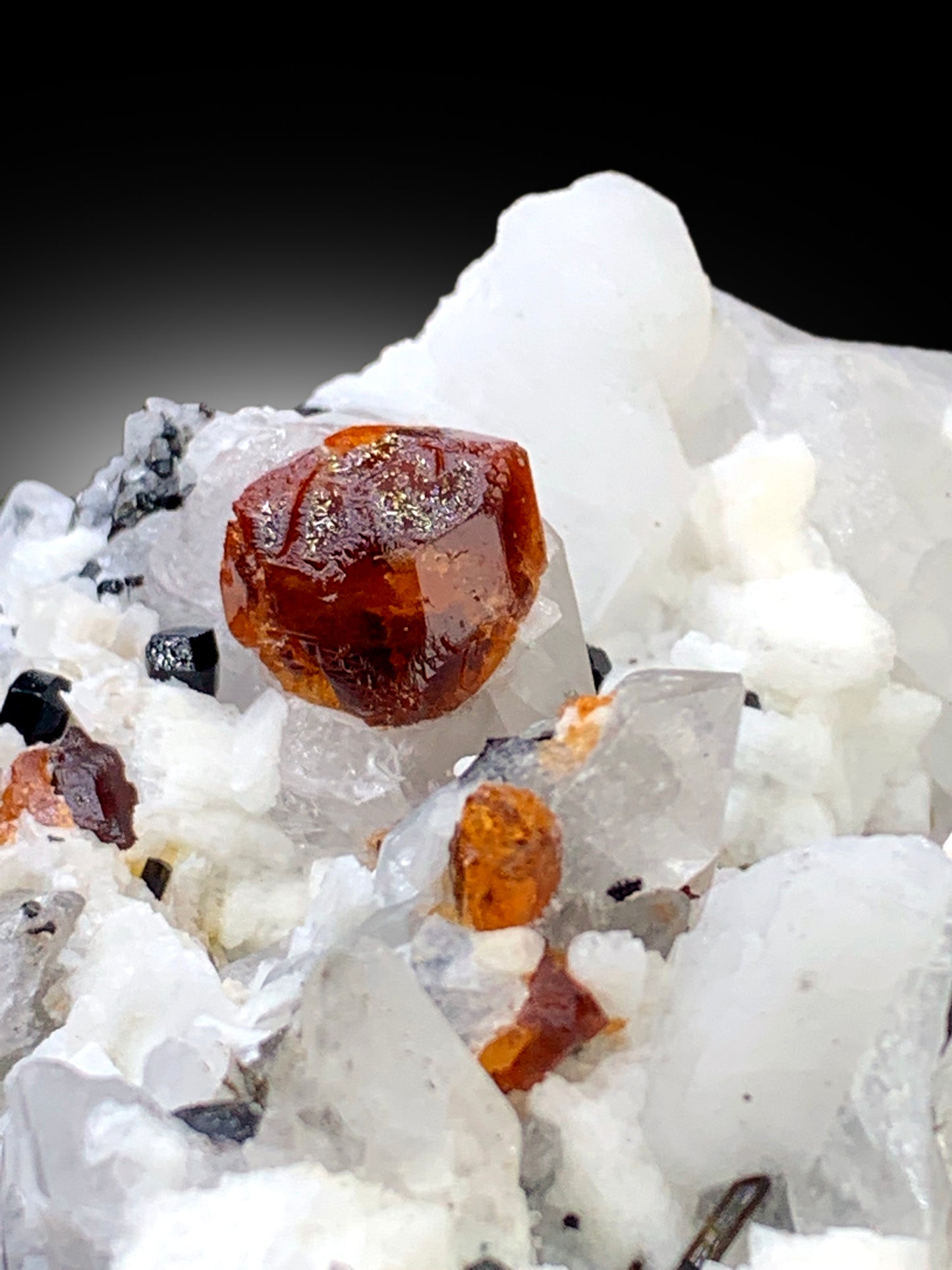 Orange Color Spessartite Garnet Crystals with Quartz, Schorl and Feldspar, Garnet Specimen, Garnet from Skardu Pakistan - 527 gram